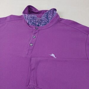 Tommy Bahama XXXL Mens Polo Shirt Long Sleeve Pique Knit Blue 28x29